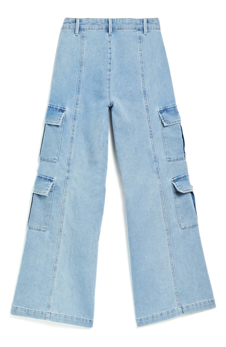 Tractr Kids' Wide Leg Cargo Jeans, Alternate, color, Light Indigo