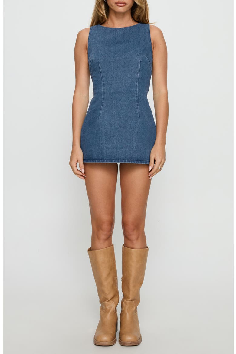 Ainsleigh Denim Minidress, Main, color, MID BLUE WASH