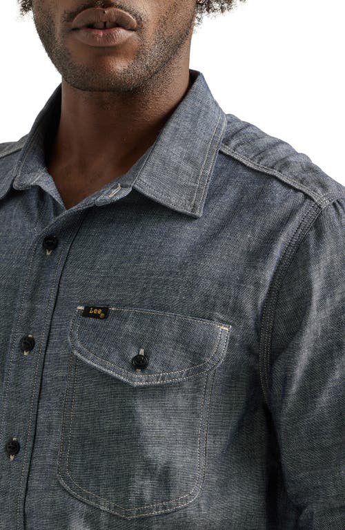 Lee 101 '70s Cotton Chambray Button-up Shirt In Dry Indigo