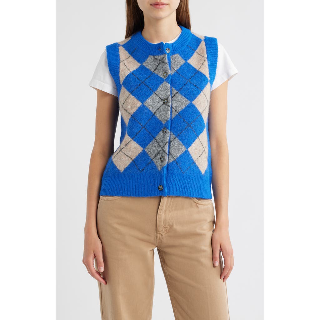 Damson Madder Womens Aggie Argyle-pattern Knitted Vest Colbalt In Blue