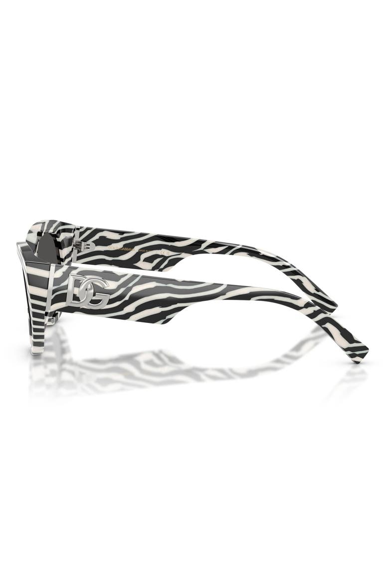 55mm Cat Eye Sunglasses, Alternate, color, ZEBRA / DARK GREY