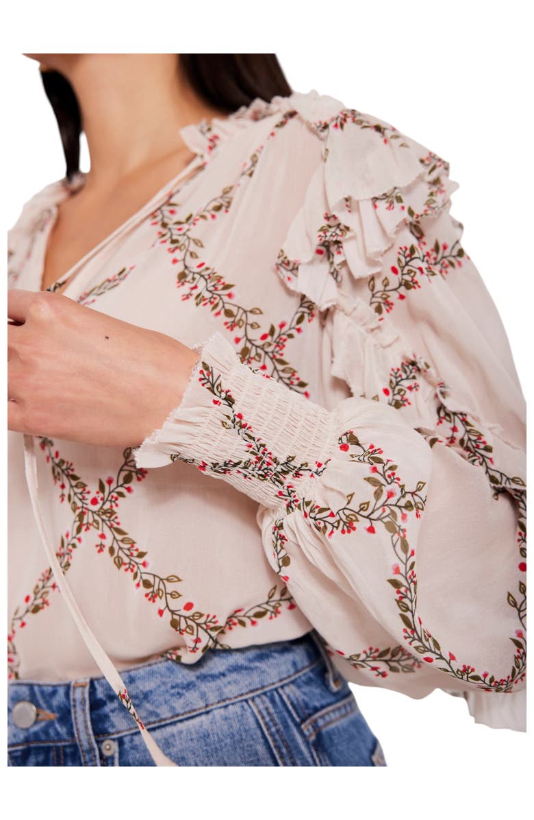 MINT VELVET Neutral Floral Print Blouse, Alternate, color, Neutral