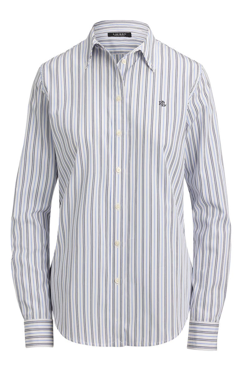 Lauren Ralph Lauren Cotton Broadcloth Button-Up Shirt, Alternate, color, Blue/ Multi