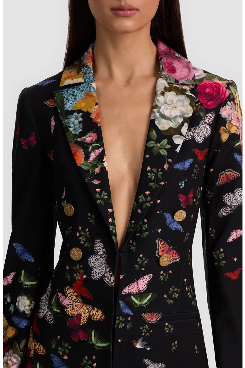 Mya Butterfly & Floral Print Blazer, Alternate, color, SOLAR STRENGTH BLACK