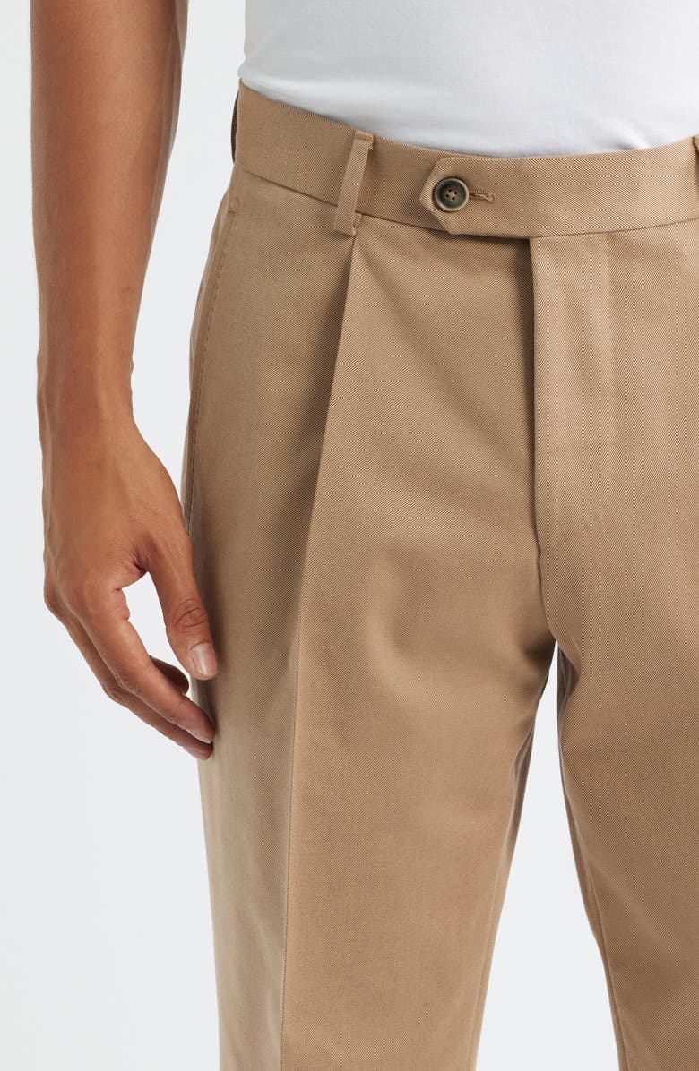 BOSS Peet Pleated Virgin Wool Dress Pants, Alternate, color, Medium Brown