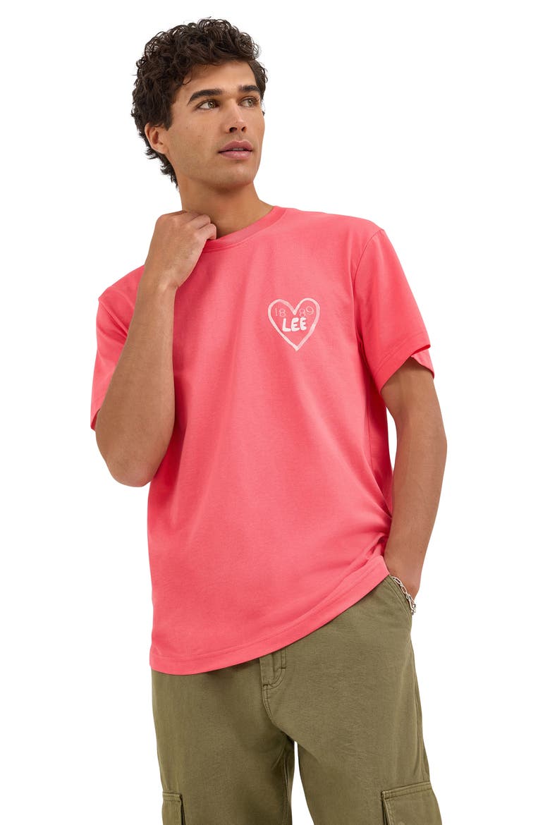 Heart Logo Embroidered Graphic T-Shirt, Alternate, color, LYCHEE