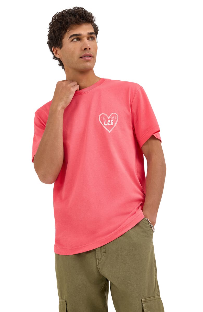 Lee Heart Logo Embroidered Graphic T-Shirt, Alternate, color, Lychee