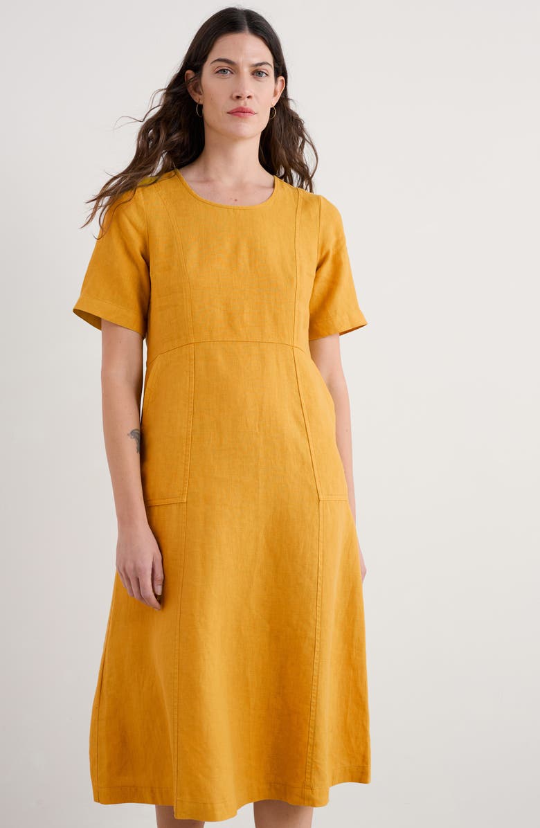 Seasalt Cornwall Grass Wave Linen Midi Dress, Alternate, color,