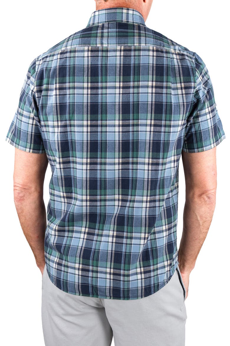 Plaid Short Sleeve Button-Down Shirt, Alternate, color, OCEANVIEW PLAID