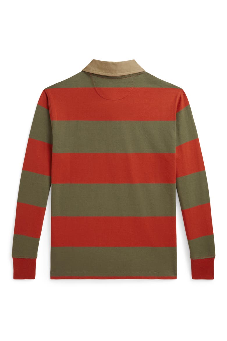 Kids' Polo Bear Cotton Rugby Shirt, Alternate, color, VARSITY ORANGE MULTI