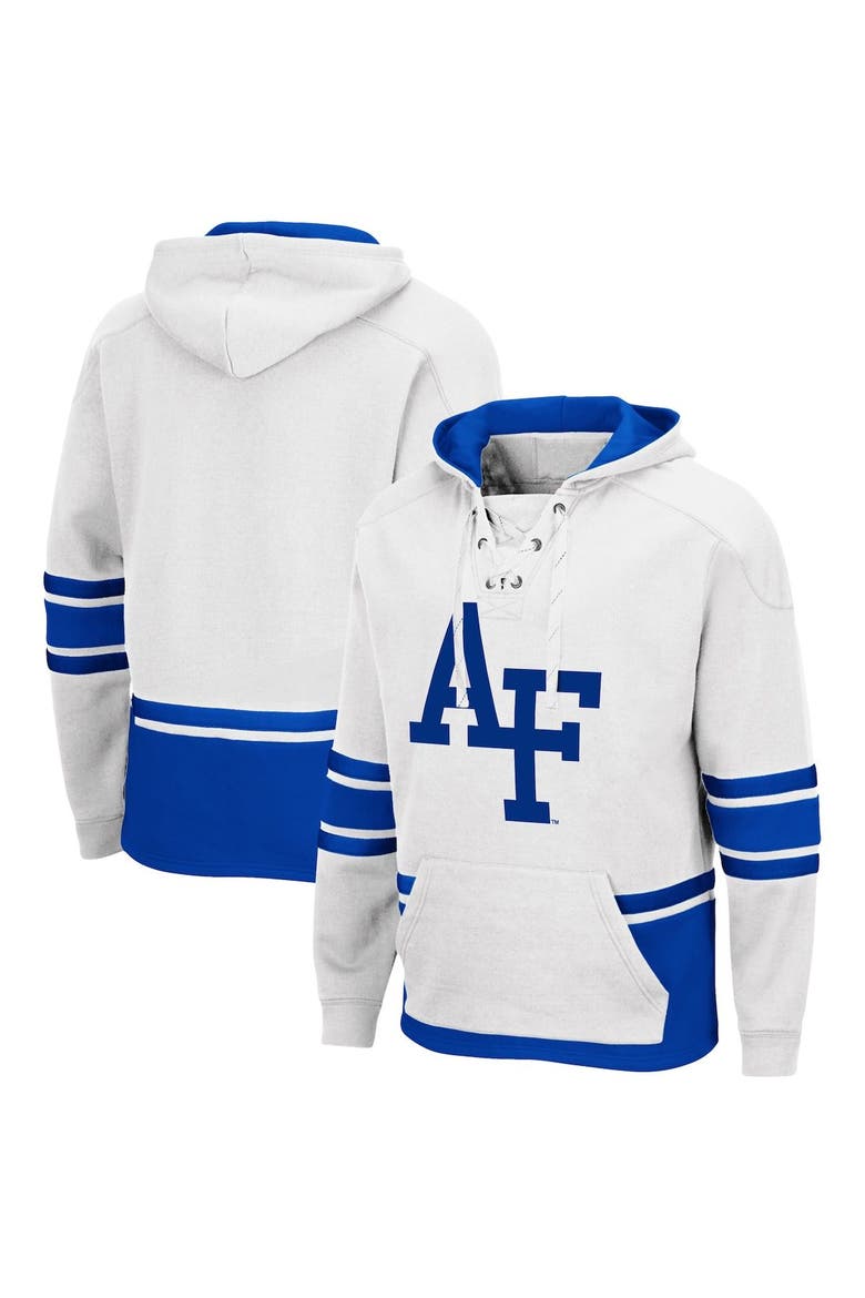 Men's Colosseum White Air Force Falcons Lace Up 3.0 Pullover Hoodie, Main, color, White