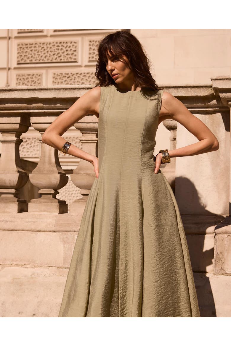Luxe Sleeveless Midi Dress, Alternate, color, Khaki