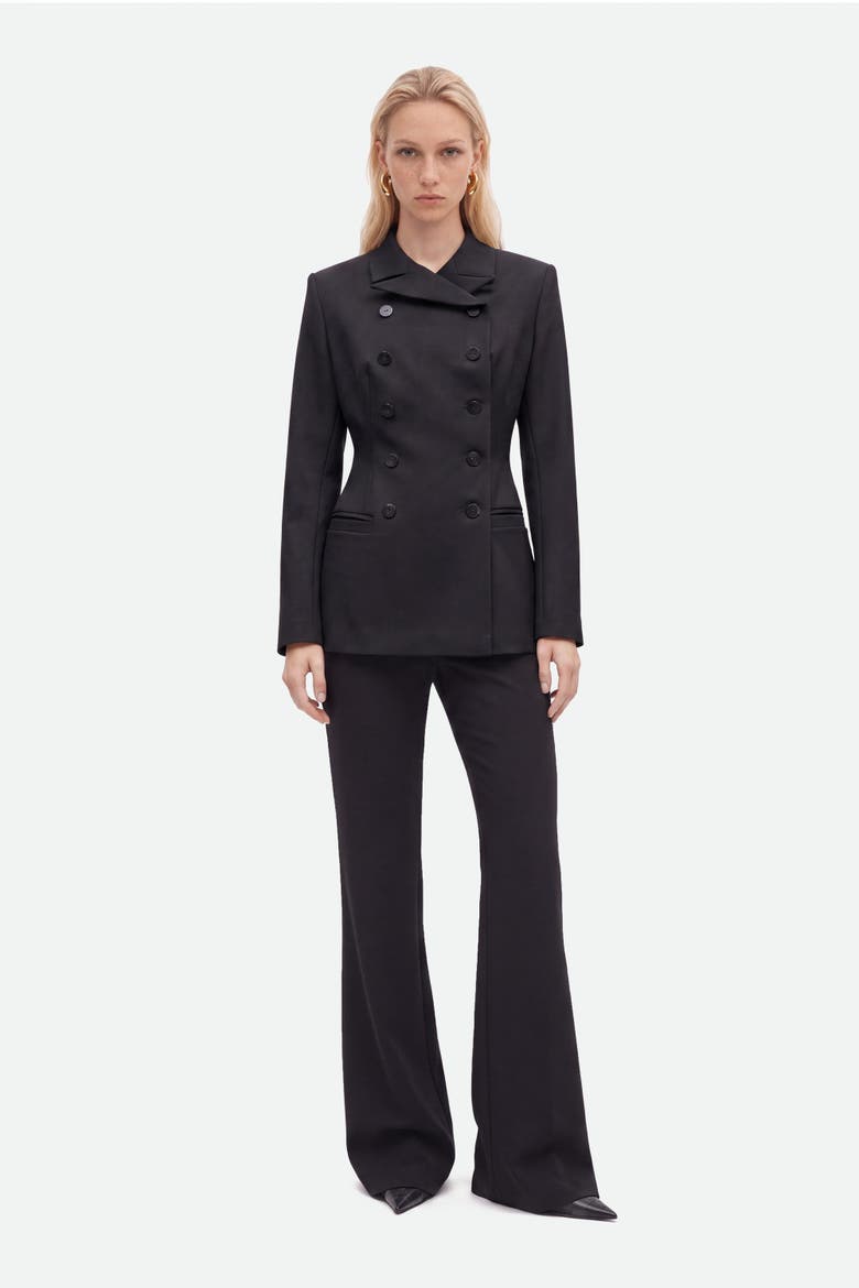 Padded Shoulder Double Breasted Jacket, Alternate, color, Black