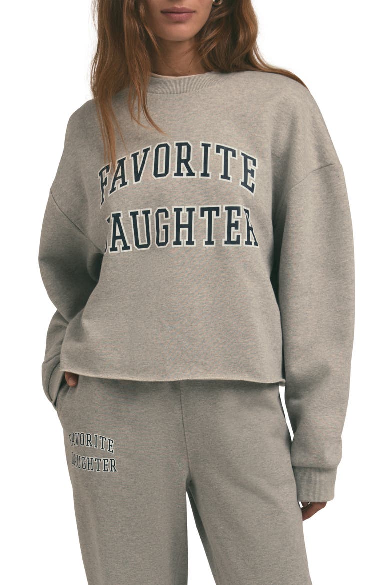 Cropped Collegiate Sweatshirt, Main, color, HEATHER GREY/NAVY