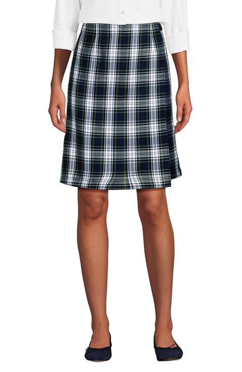 School Uniform  Plaid  A Line Tab Skort Top of Knee