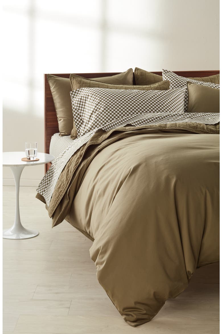 Checkerboard Cotton Percale Sheet Set, Alternate, color, GREEN LICHEN CHECKER