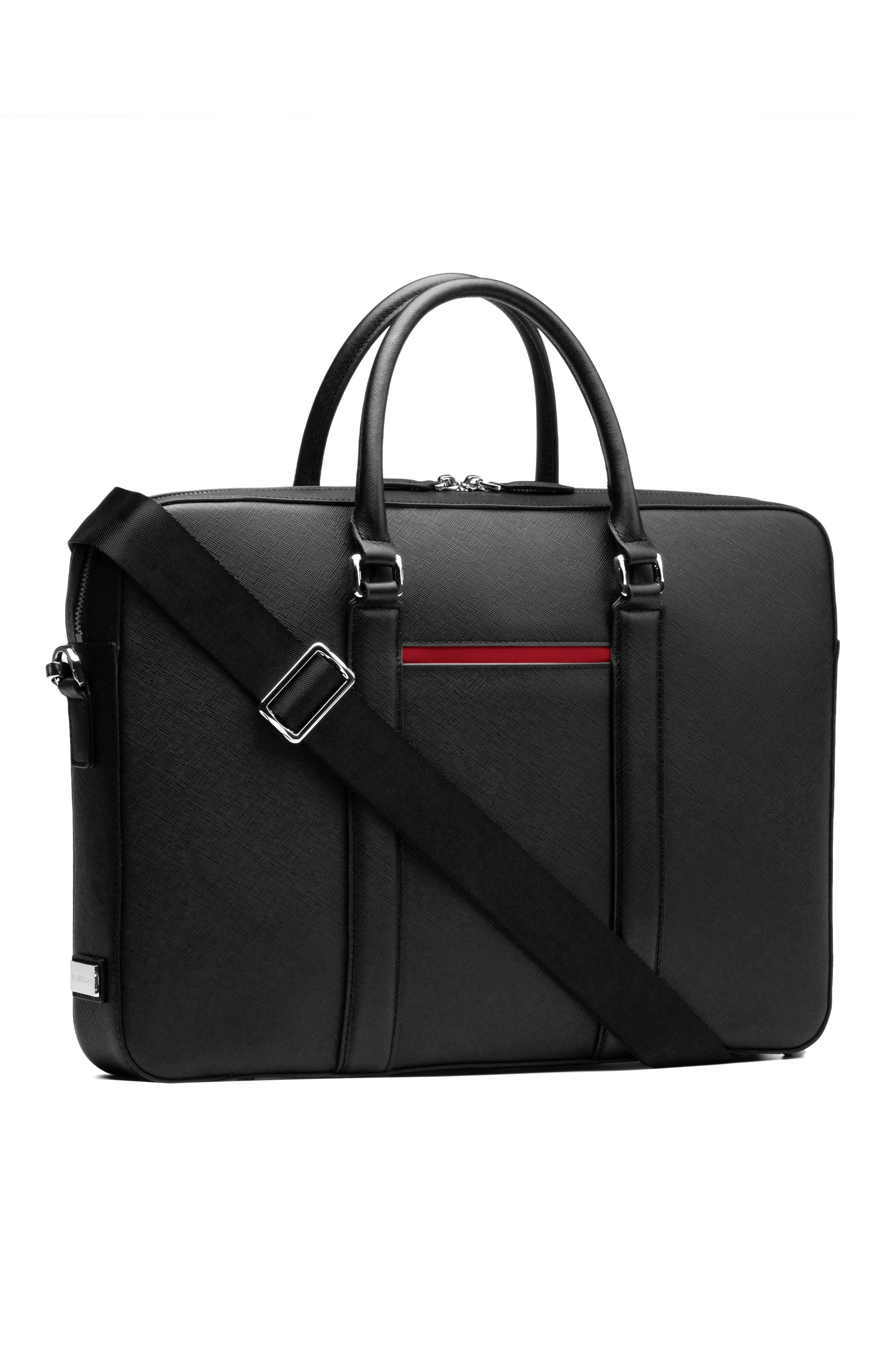 Maverick & Co. Manhattan Deluxe Leather Briefcase, Alternate, color, Black
