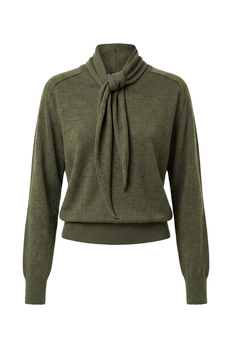 Veda Tie Neck Sweater, Alternate, color, Olive