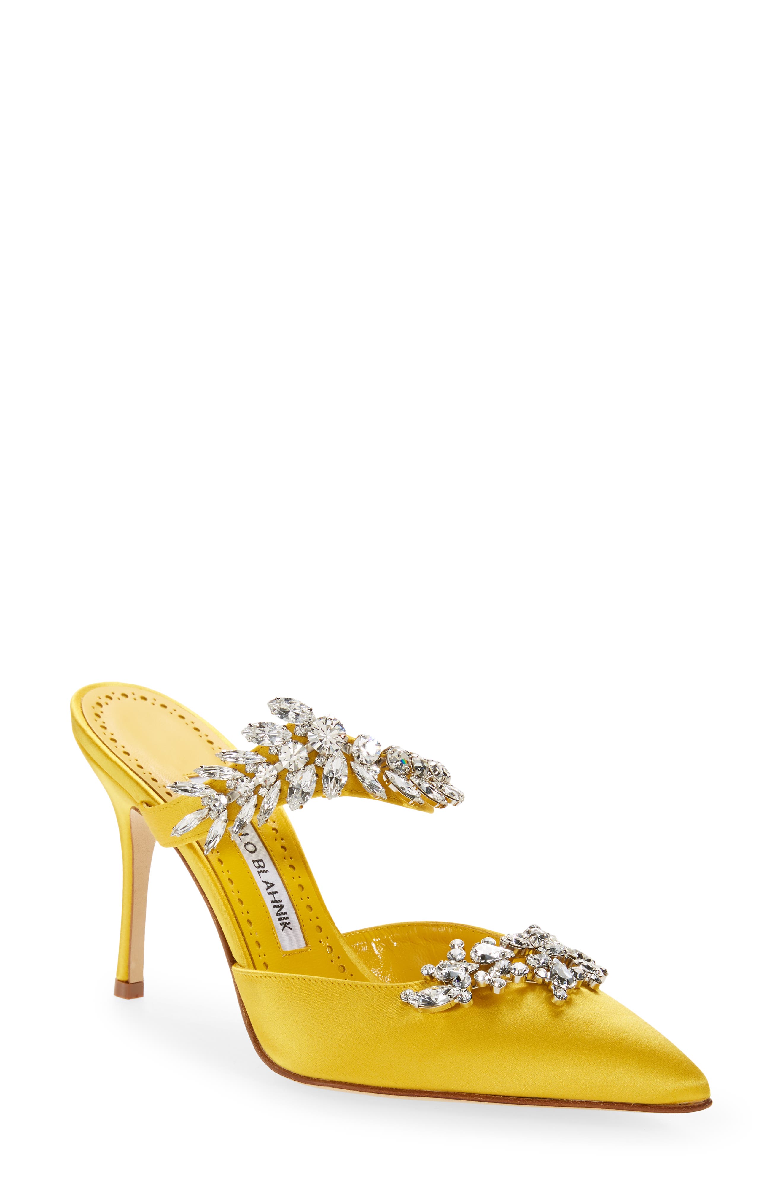Manolo Blahnik Lurum Jewel Leaf Mule, Main, color, 