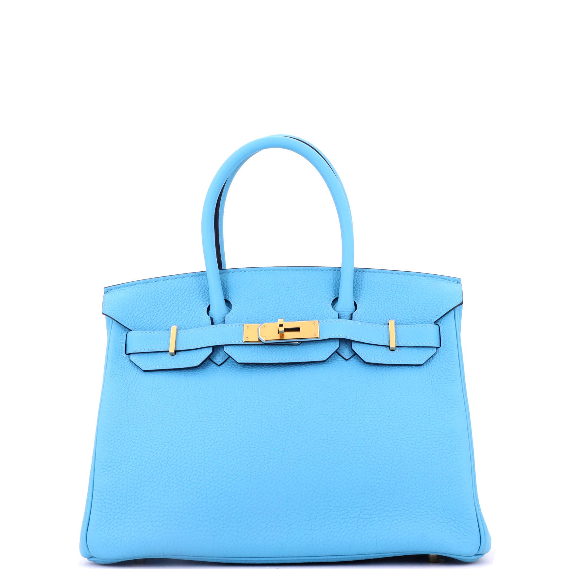 Pre-Owned Hermes Birkin Handbag Blue Togo with Gold Hardware 30, Main, color, Bleu Du Nord