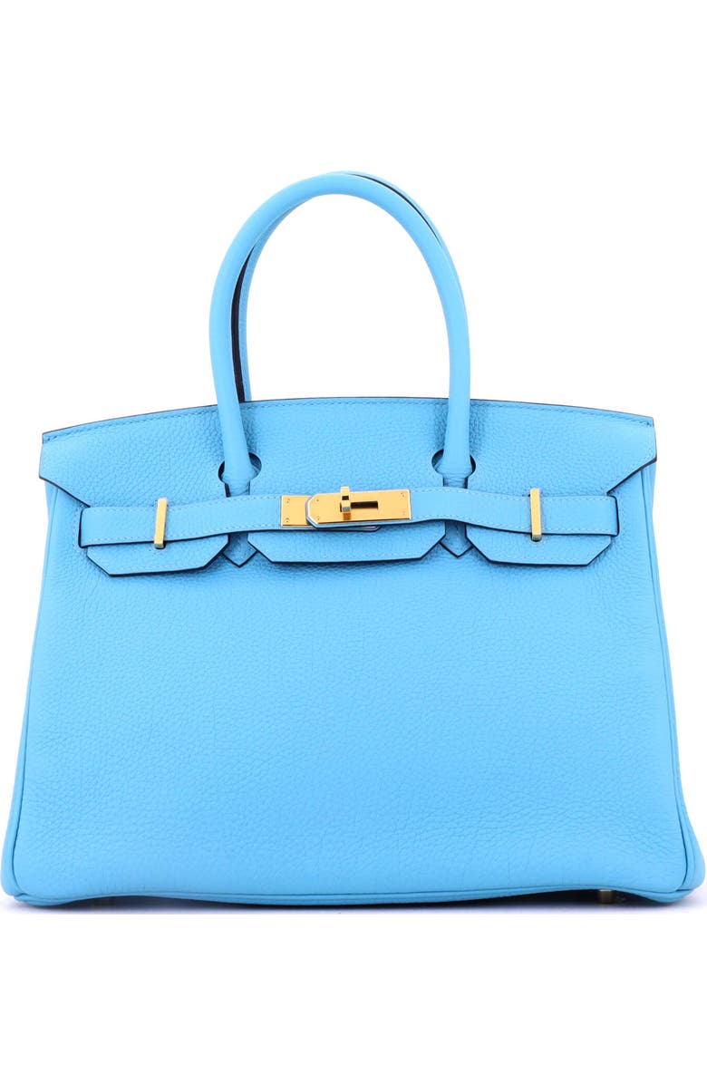 Pre-Owned Hermes Birkin Handbag Blue Togo with Gold Hardware 30, Main, color, Bleu Du Nord