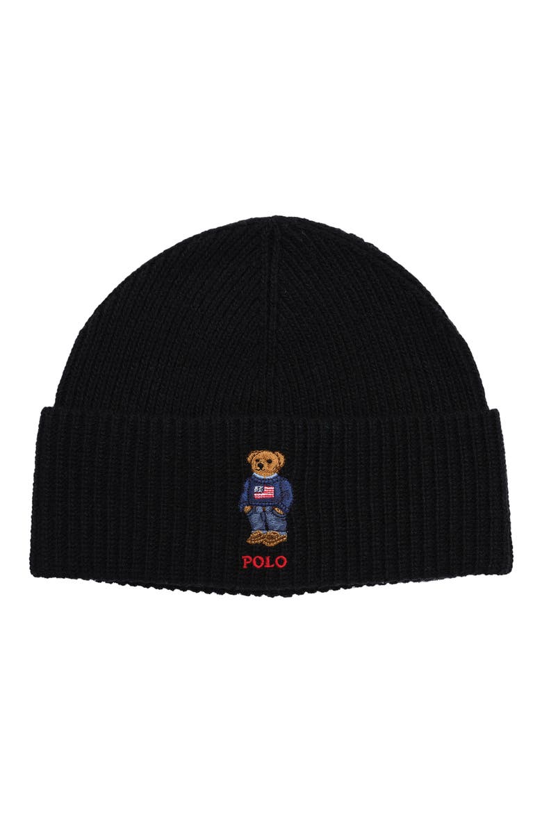 Flag Bear Beanie, Main, color, POLO BLACK