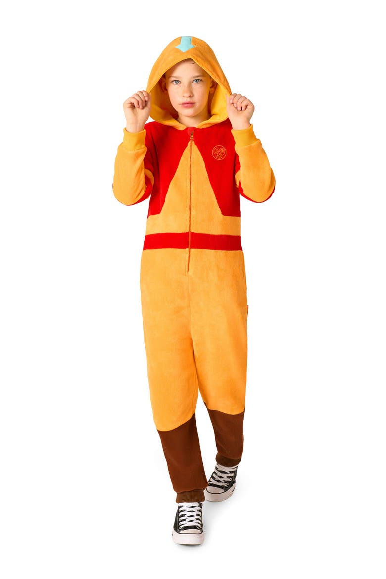 Kids' Aang Hooded Jumpsuit, Main, color, Beige/Red