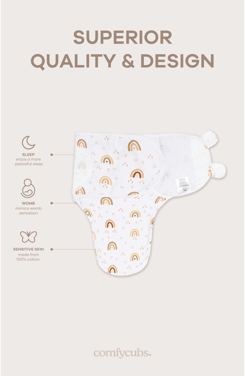 Comfy Cubs Easy Swaddle Blankets - Pack of 3, Alternate, color, Rainbow Bohemian