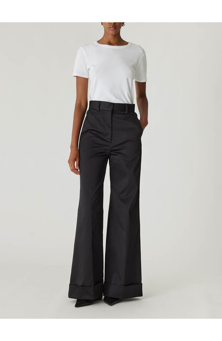 Rebecca Taylor Techy Sateen Wide Leg Pant, Main, color, Black
