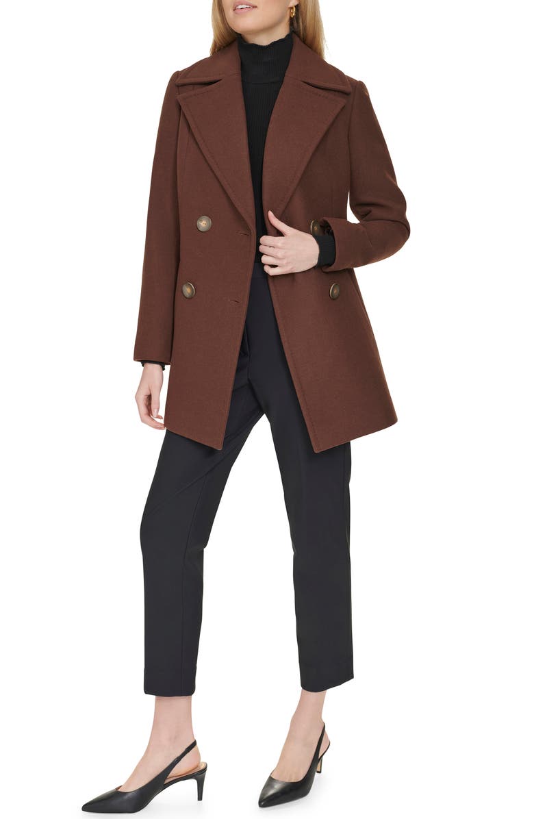 Cole Haan Fine Wool Blend Twill Peacoat, Alternate, color, 