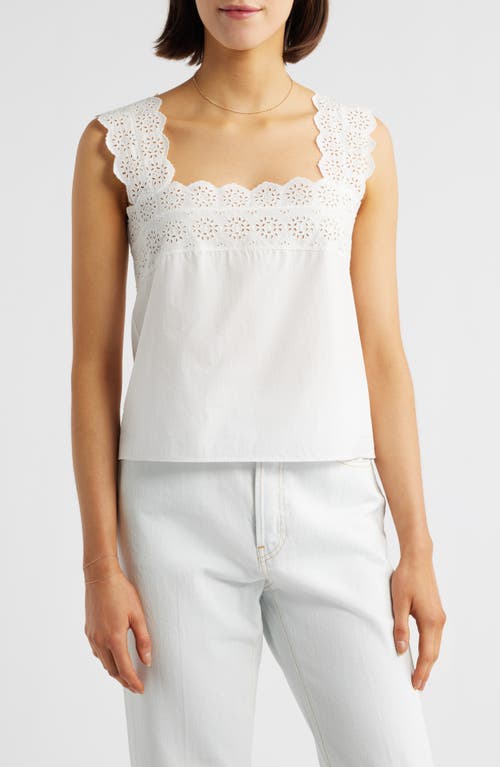 Frame Womens White Broderie-anglaise Cotton-poplin Top In White