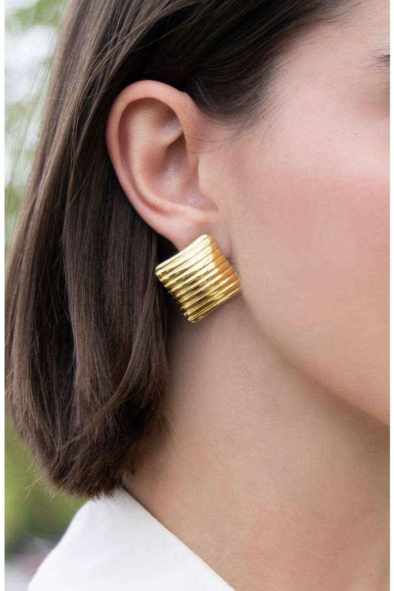 Square Stud Earrings, Alternate, color, GOLD