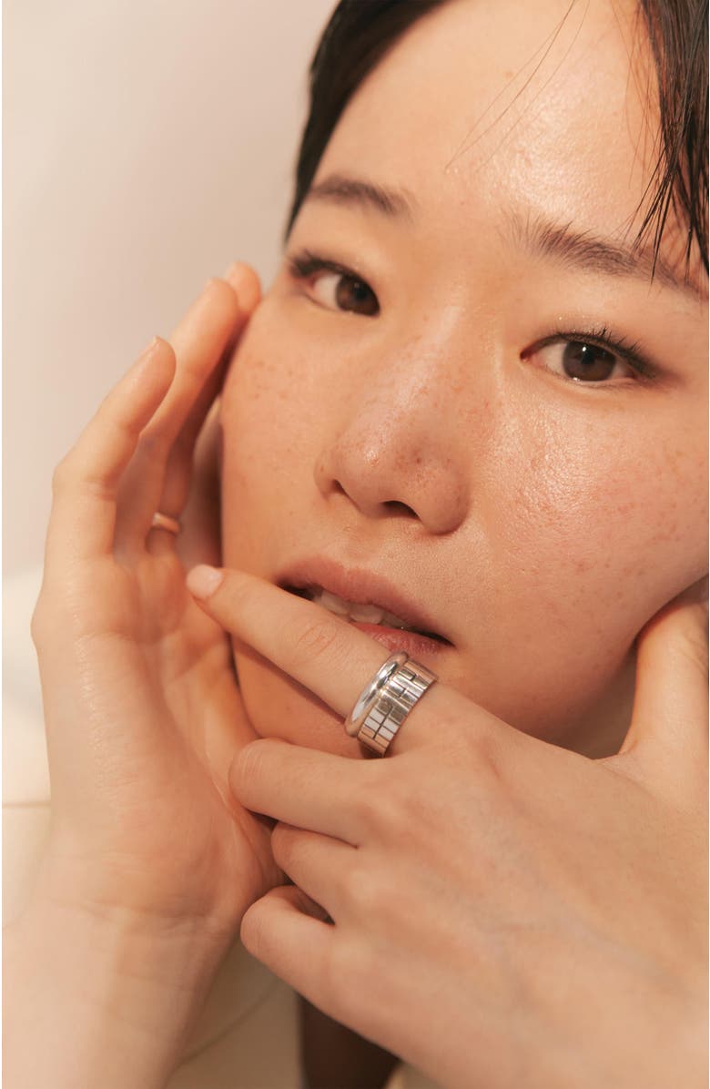 LOUPN Korean Trigram Ring, Alternate, color, Silver