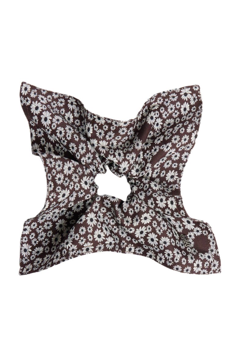 Floral-print scrunchie, Main, color, Brown