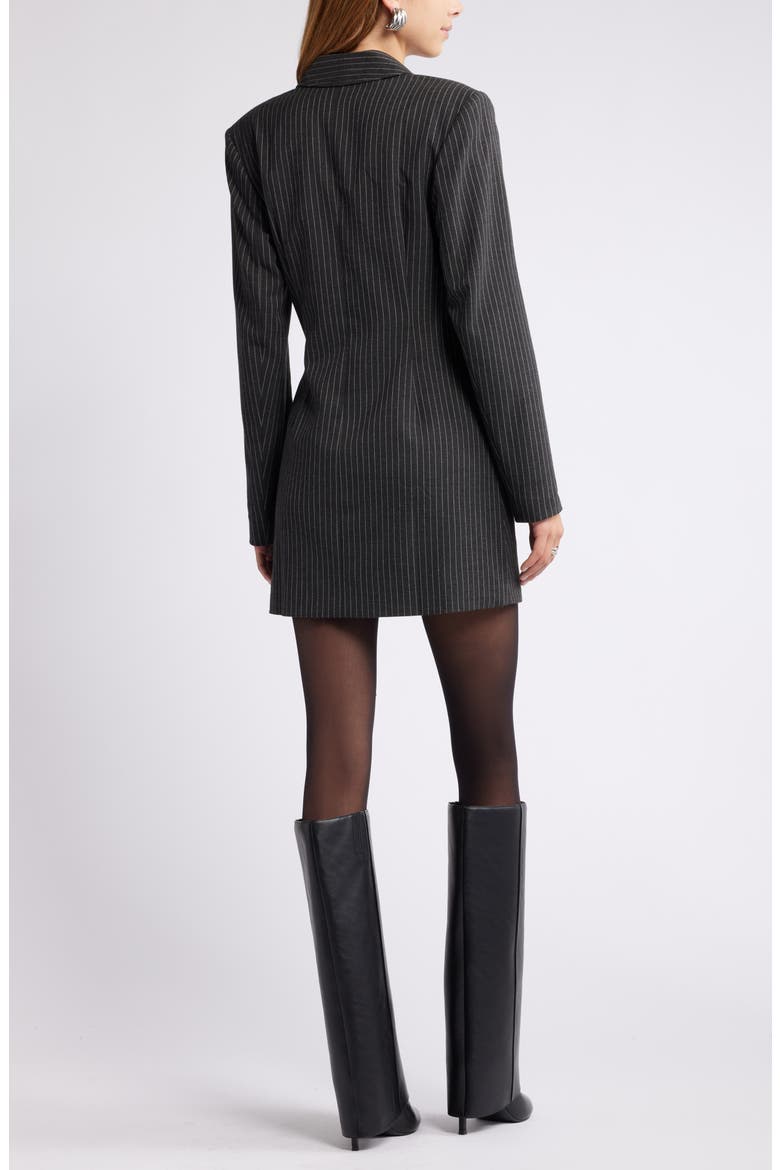 Pinstripe Long Sleeve Blazer Minidress, Alternate, color, GREY DARK CHARCOAL STRIPE