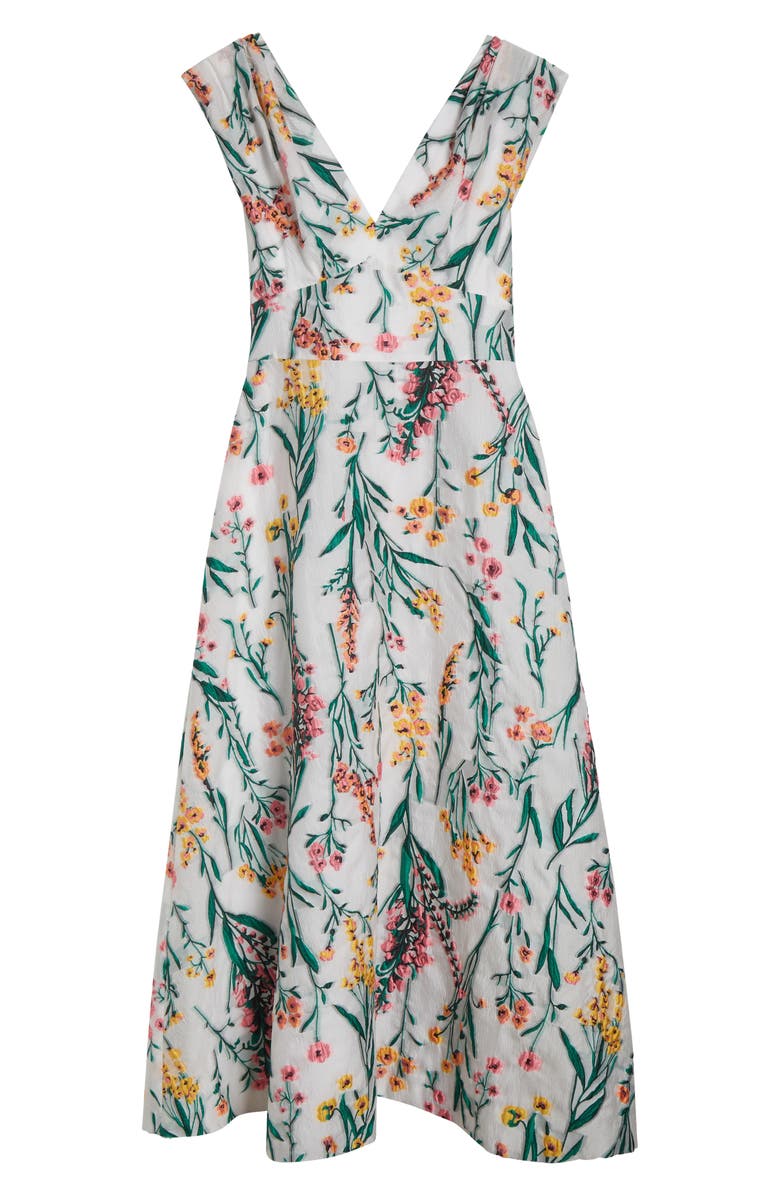 Lela Rose Floral Jacquard Fit & Flare Dress, Alternate, color, Ivory Multi