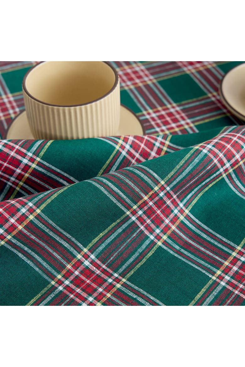 Linen Table Runner - Green Tartan Plaid, Alternate, color, Green