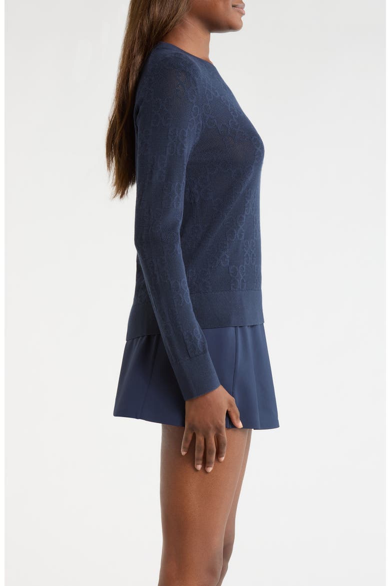 Pointelle Knit Crewneck Golf Sweater, Alternate, color, TWILIGHT