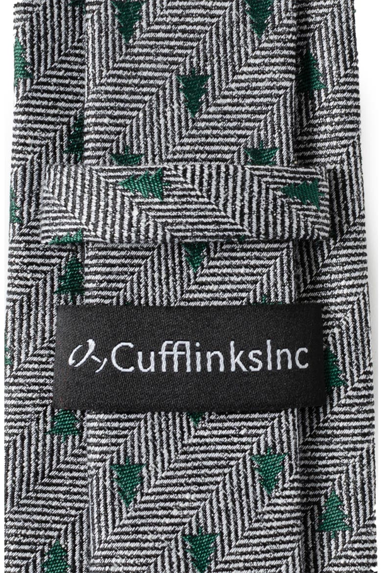 Holiday Tree Silk & Linen Blend Herringbone Tie, Alternate, color, GRAY