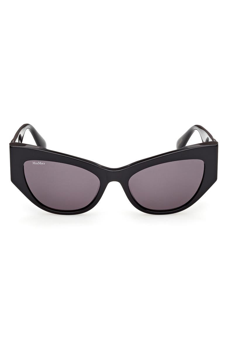 Max Mara 54mm Cat Eye Sunglasses, Main, color, Shiny Black / Smoke Lenses
