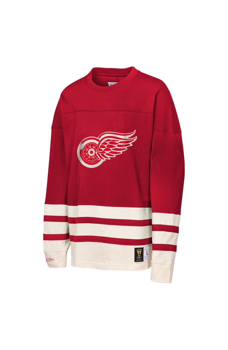 Mitchell & Ness Youth Mitchell & Ness  Red Detroit Red Wings Chainstitch Heavyweight Long Sleeve Top, Alternate, color, Red