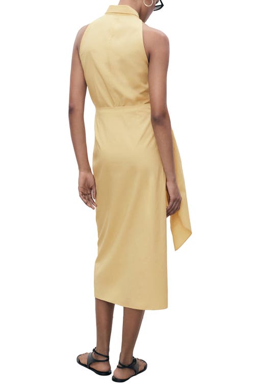 Mango Side Tie Sleeveless Maxi Shirtdress In Nude