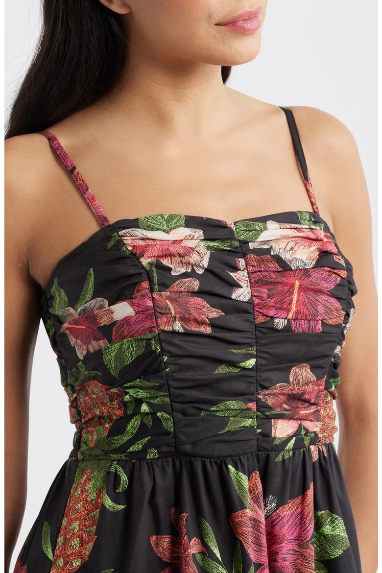 Floral Cotton Midi Dress, Alternate, color, BLACK MULTI
