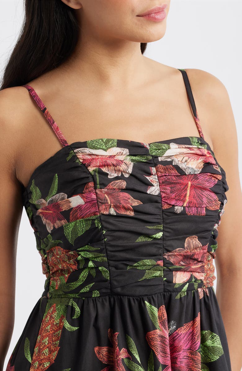 Vince Camuto Floral Cotton Midi Dress, Alternate, color, Black Multi