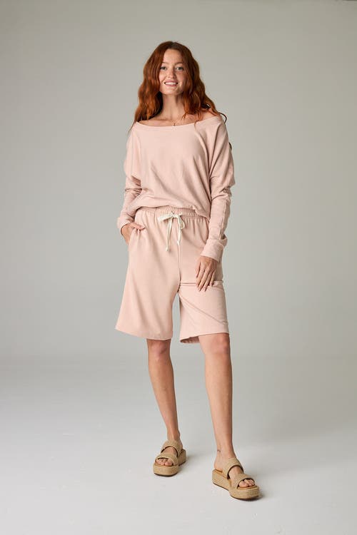 Eavolu Baikal Eco-luxe Fleece Off-shoulder Crop Top In Pink