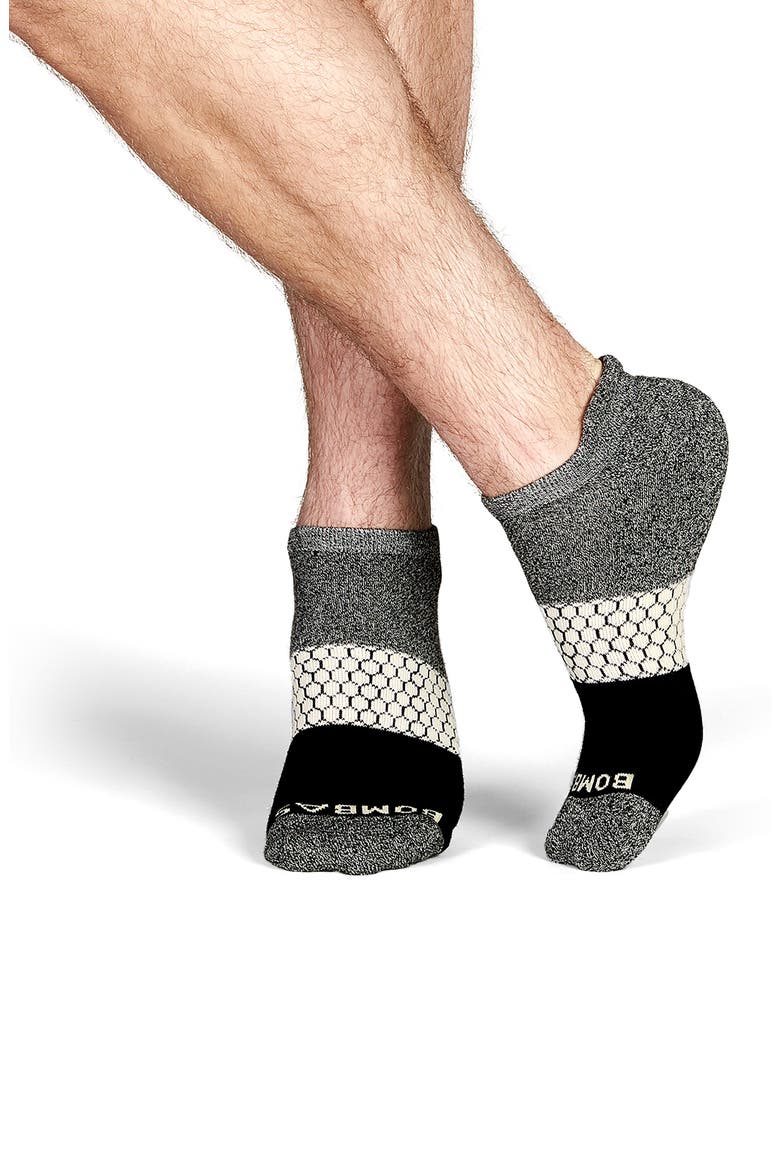 Tri-Block Ankle Socks, Alternate, color, DARK GREY / CREAM