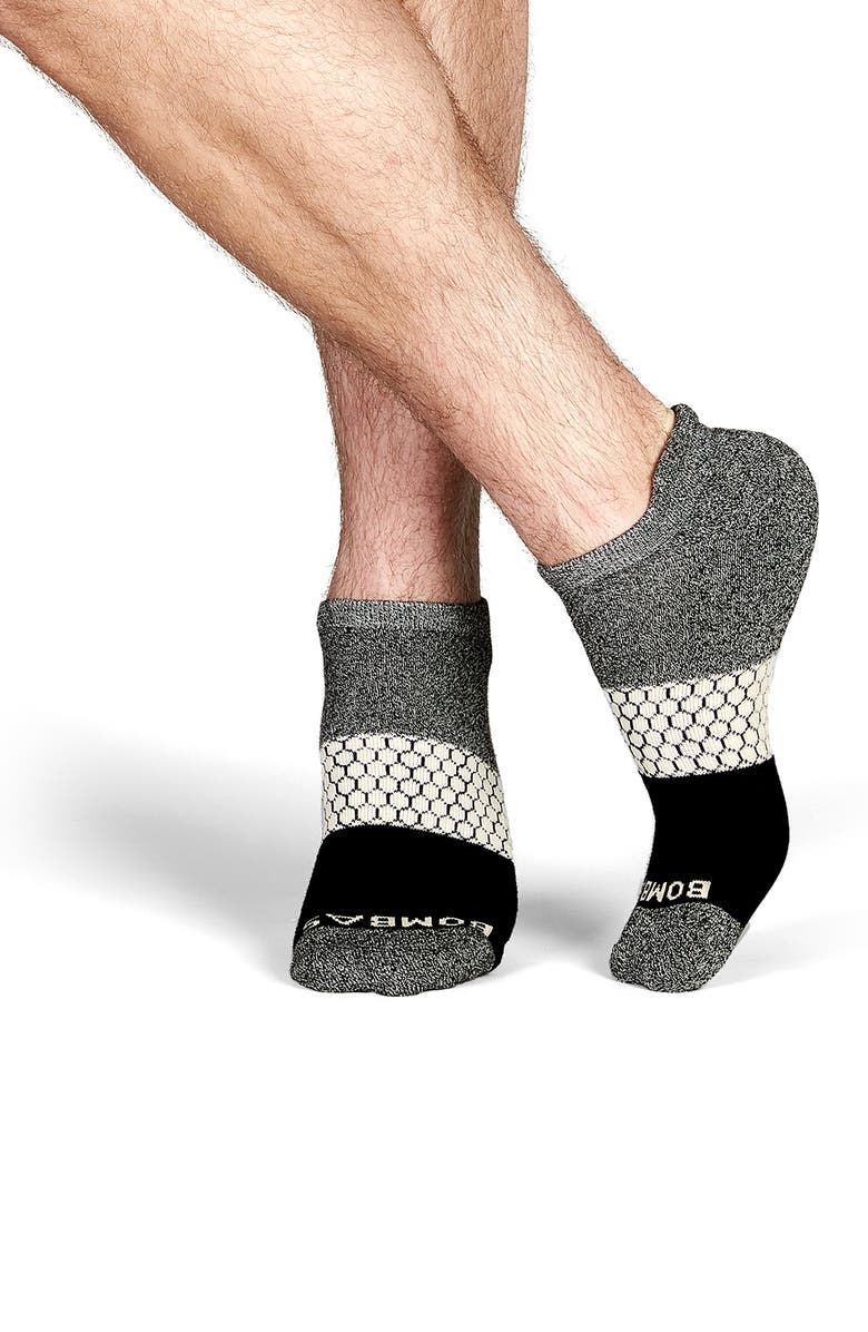 Bombas Tri-Block Ankle Socks, Alternate, color, Dark Grey / Cream