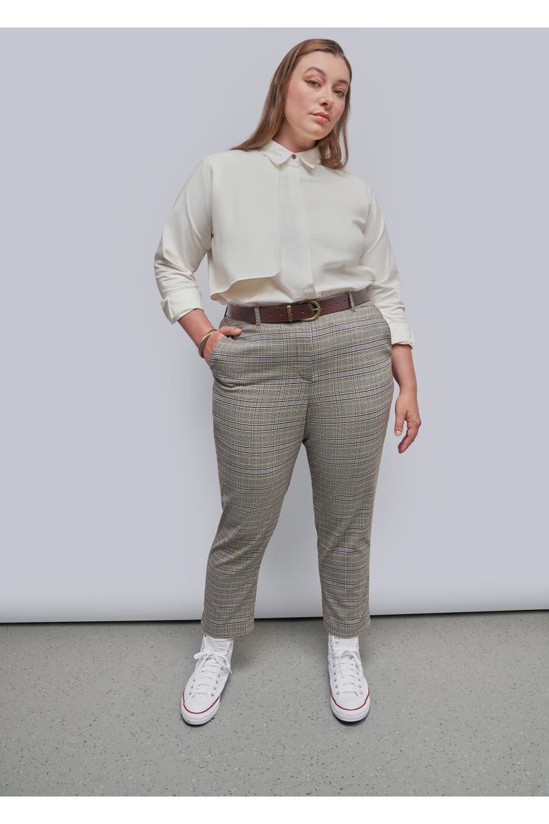The Empower Plaid Slim Crop Pant, Alternate, color, MOCHA