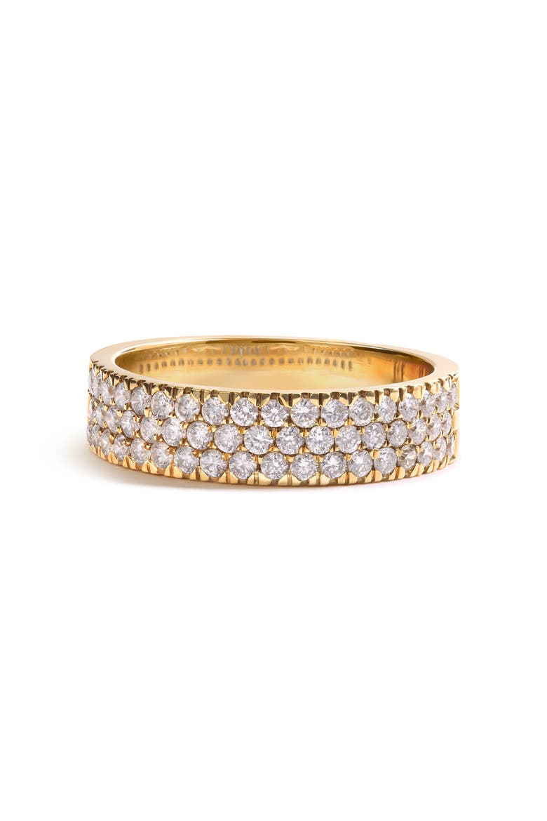 14K Yellow Gold Pave Set 3/4 cttw Multi Row Diamond Band Ring  (H-I Color, SI2-I1 Clarity) - Size 7, Alternate, color, Yellow Gold