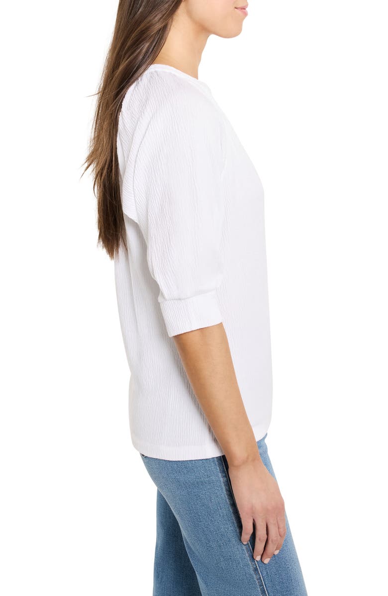 NIC+ZOE Elbow Sleeve Split Neck Top, Alternate, color, Paper White